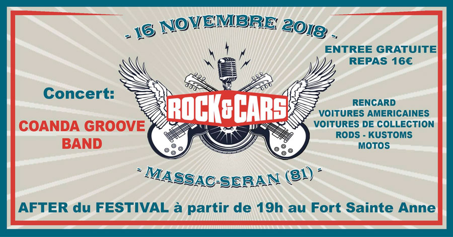 Tarn - TARN - MASSAC-SÉRAN - AFTER du festival ROCK'&'CARS 2018 le 16 novembre avec le groupe COANDA GROOVE BAND