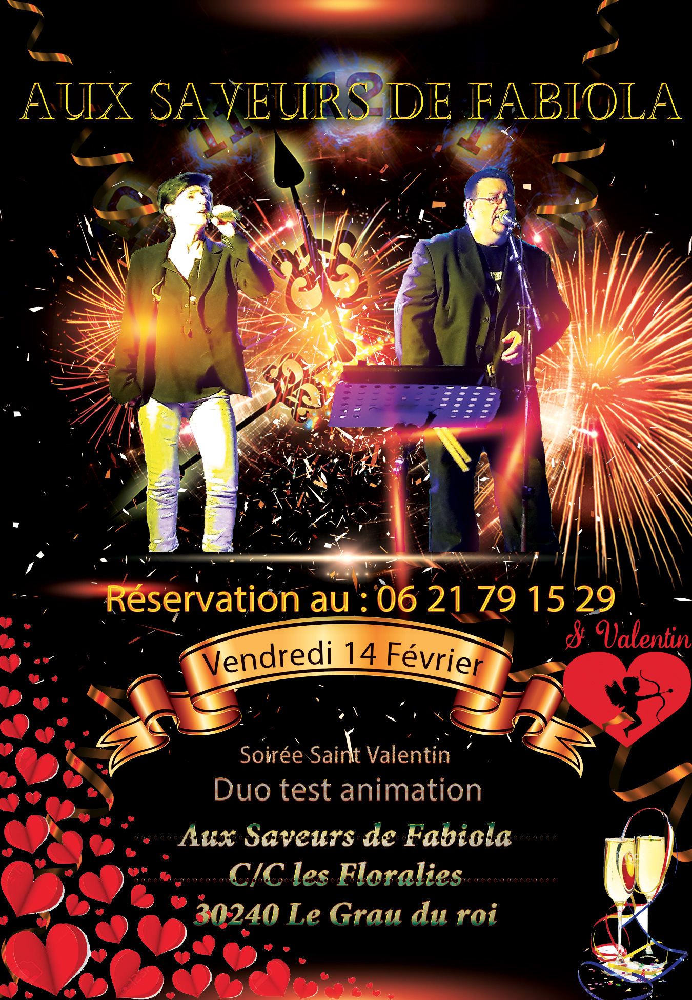 Grau du Roi - Vendredi 14 Février repas saint valentin chez Aux saveurs de Fabiola