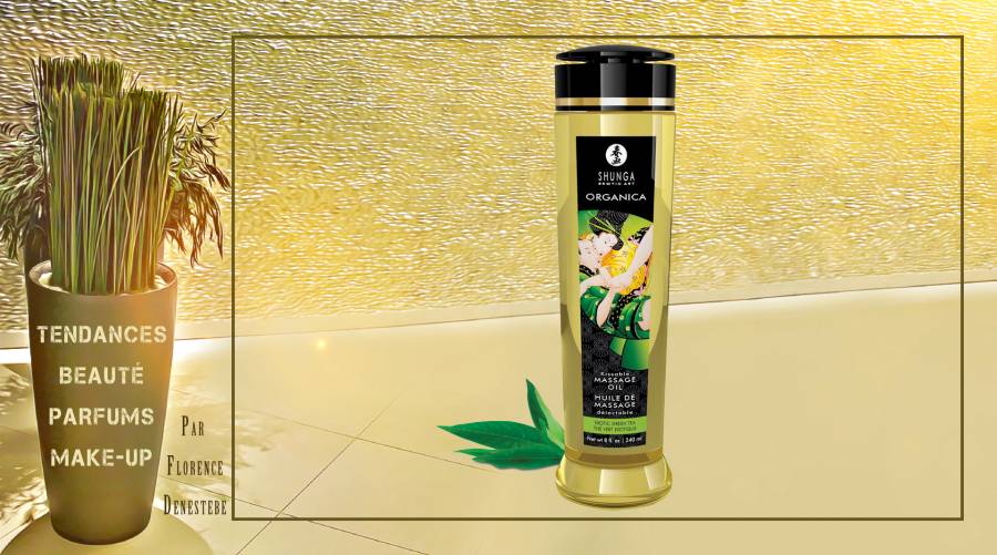 Thé Vert Exotique de Shunga - L'huile de massage comestible bio au thé vert