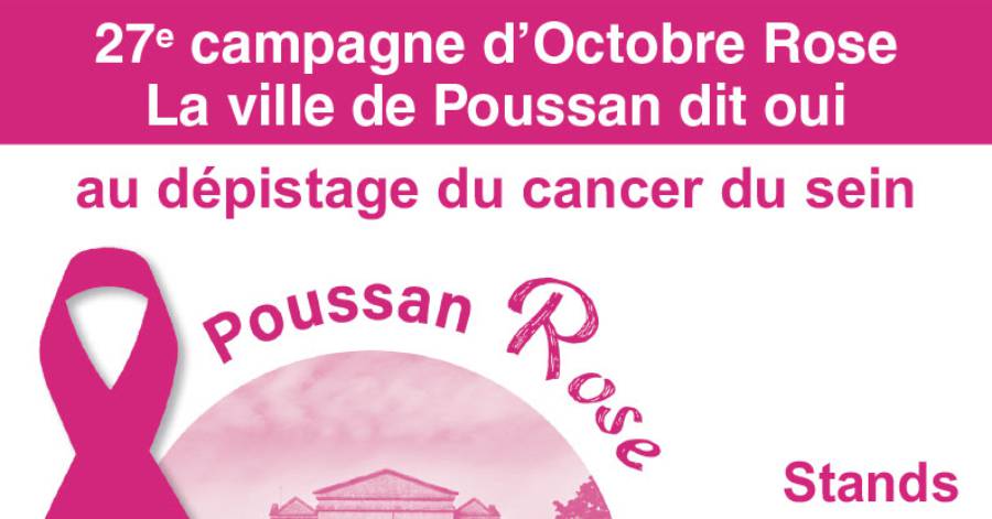 Poussan - La 27ème campagne d' Octobre Rose à Poussan : samedi 17 octobre