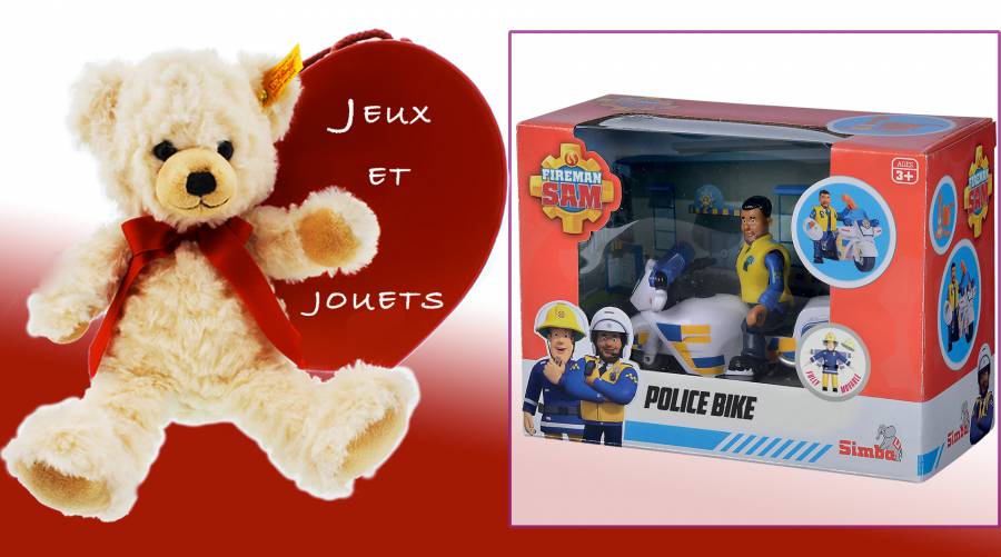 Moto de police et 1 figurine policier Sam le Pompier