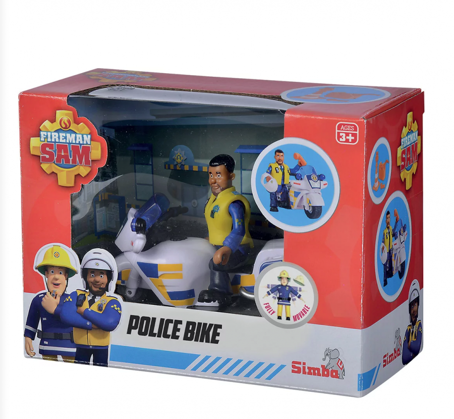 Moto de police et 1 figurine policier Sam le Pompier