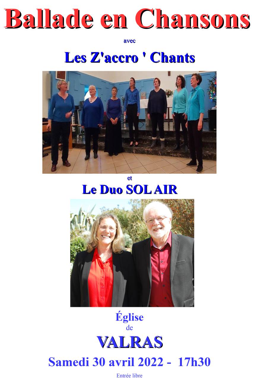 Valras-Plage - Les Z'accro'Chants et le Duo Sol Air en l'église de Valras le 30 avril
