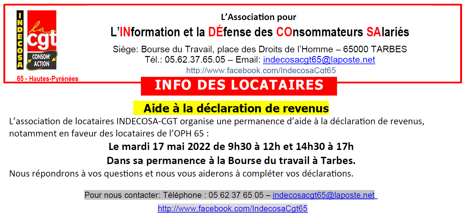 Tarbes - Aide à la déclaration de revenus à Tarbes le 17 mai 2022