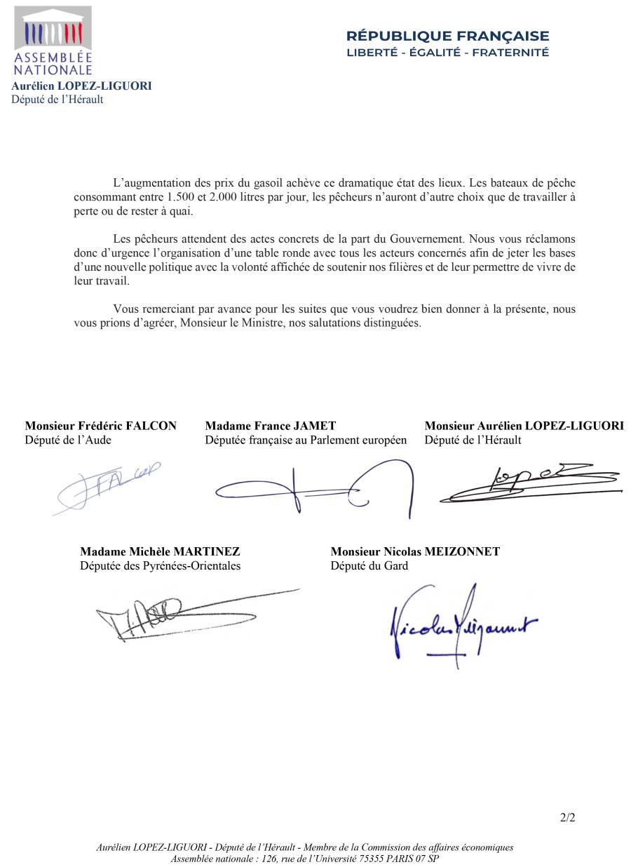 Hérault - Aurélien Lopez Liguori demande une table ronde à Hervé Berville, Secrétaire d'État à la Mer