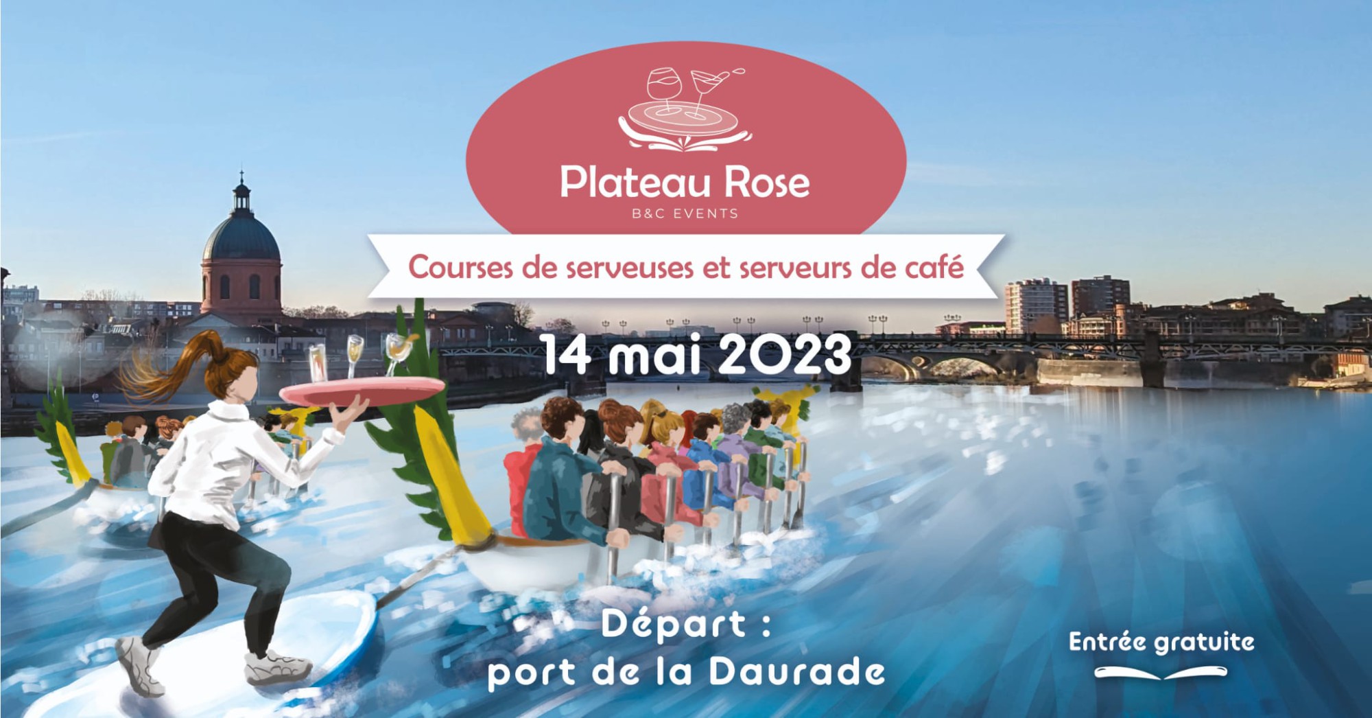 Toulouse - Plateau Rose, la première course de serveuses et serveurs sur l'eau !