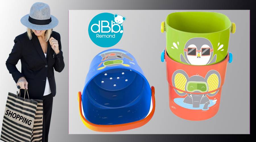 dBb Remond - 3 Mini Seaux de Bain Corail Vert Bleu