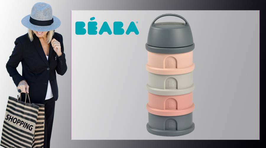 Béaba - Boîte doseuse 4 compartiments mineral grey /pink