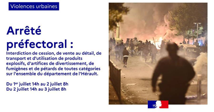 Hérault - 2ème nuit de violences urbaines et de dégradations à Montpellier et Béziers.