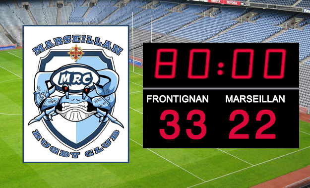Marseillan - Le Marseillan Rugby Club a concédé une défaite ( 33 à 22 ) à l'extérieur contre Frontignan Thau Rugby