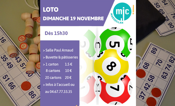 Marseillan - Le loto de la MJC se déroulera dimanche 19 novembre