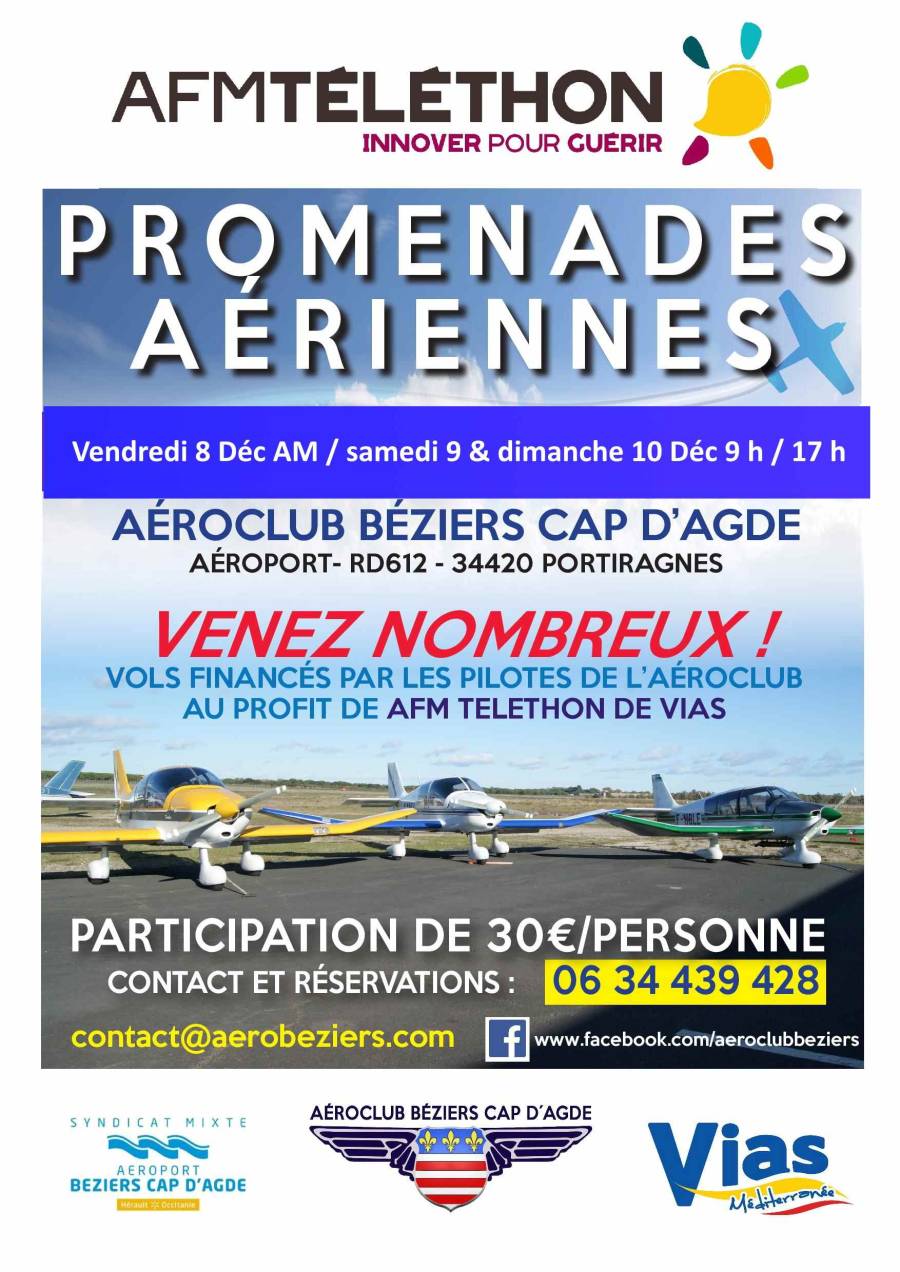 Béziers - Opération au profit de l'AFM Téléthon de Vias à L'Aéroclub de Béziers Cap d'Agde
