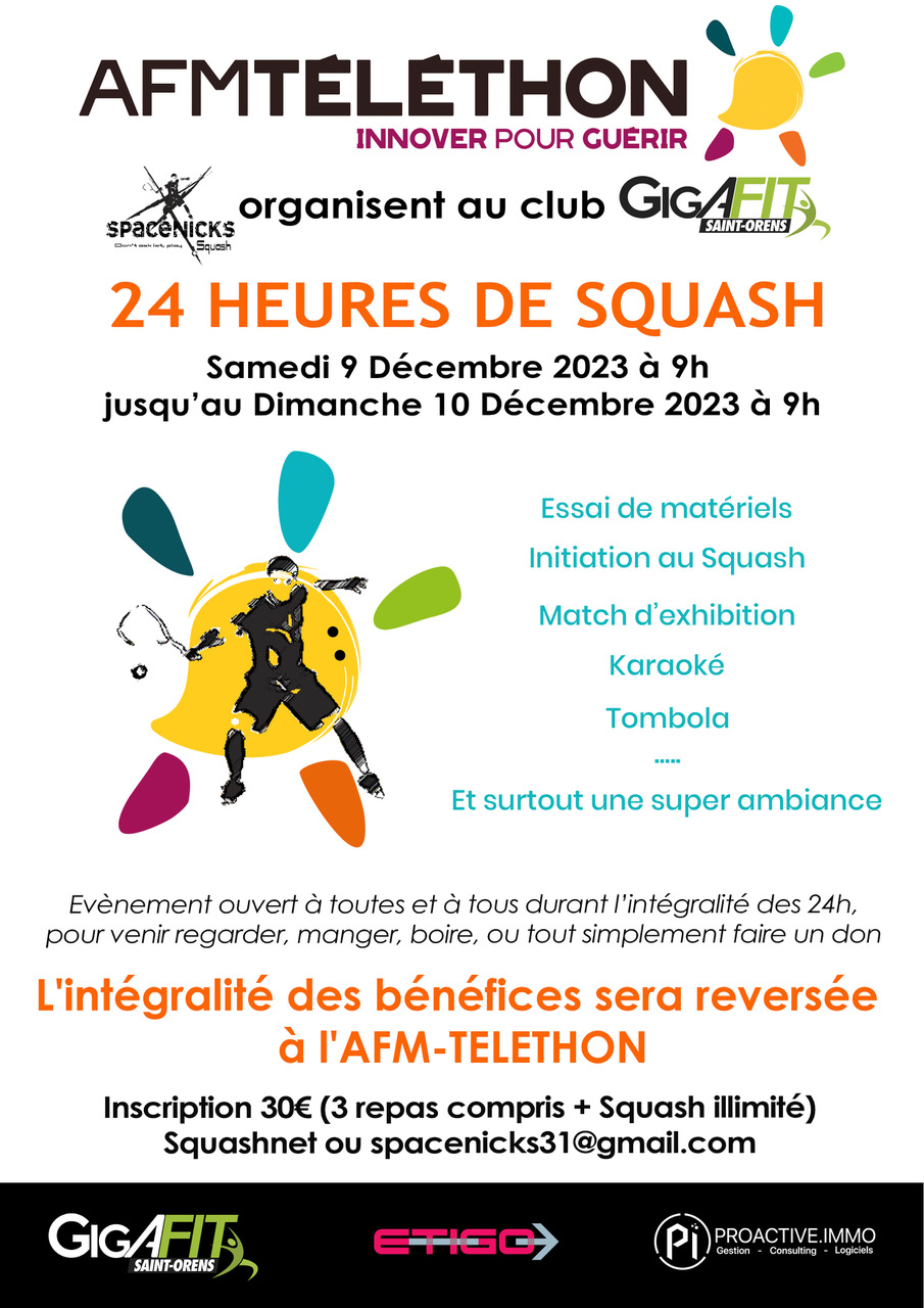 Toulouse - 24H de Squash pour le Telethon à Saint Orens