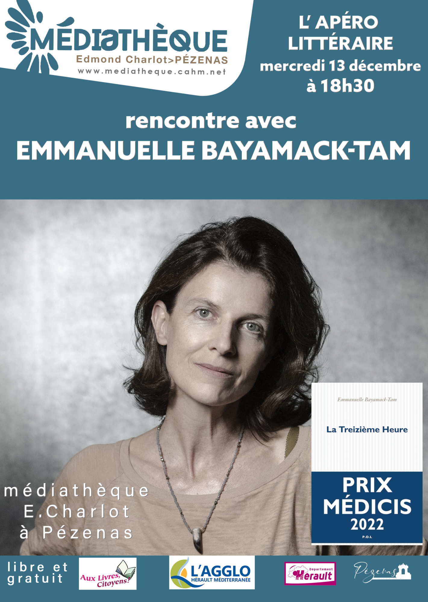 Rencontre littéraire Emmanuelle Bayamack Tam 13 décembre