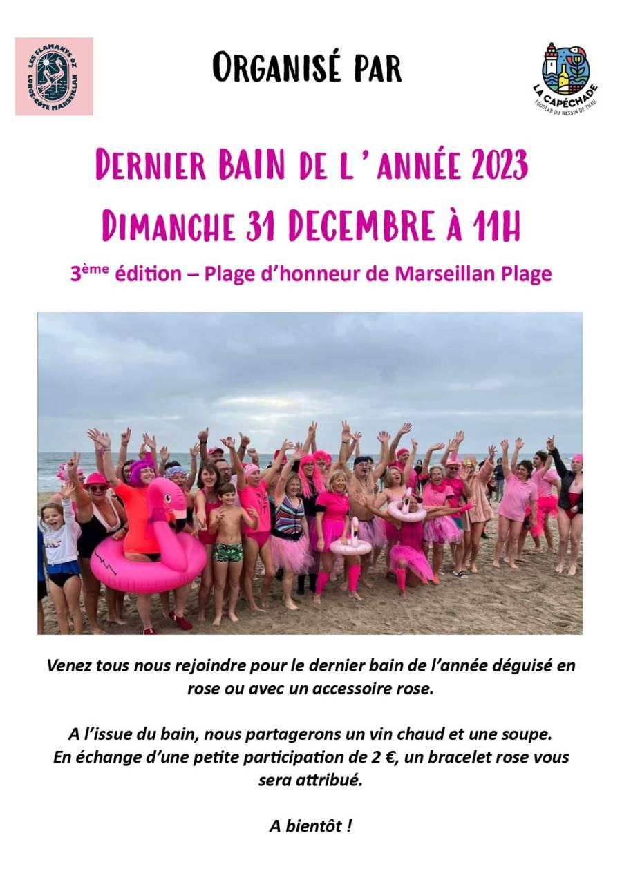 Marseillan - 3°dernier bain de l'année de Marseillan des Flamands OZ le 31 Décembre 2023