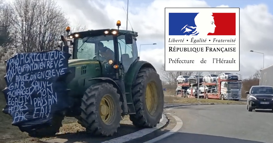 Hérault - Perturbations attendues - Manifestation des agriculteurs dans l'Hérault le vendredi 26 janvier 2024