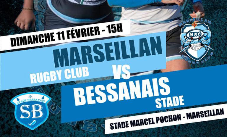 MARSEILLAN - Le MARSEILLAN RUGBY CLUB rencontrera le STADE BESSANAIS le Dimanche 11 Février à 15 h au stade Marcel POCHON
