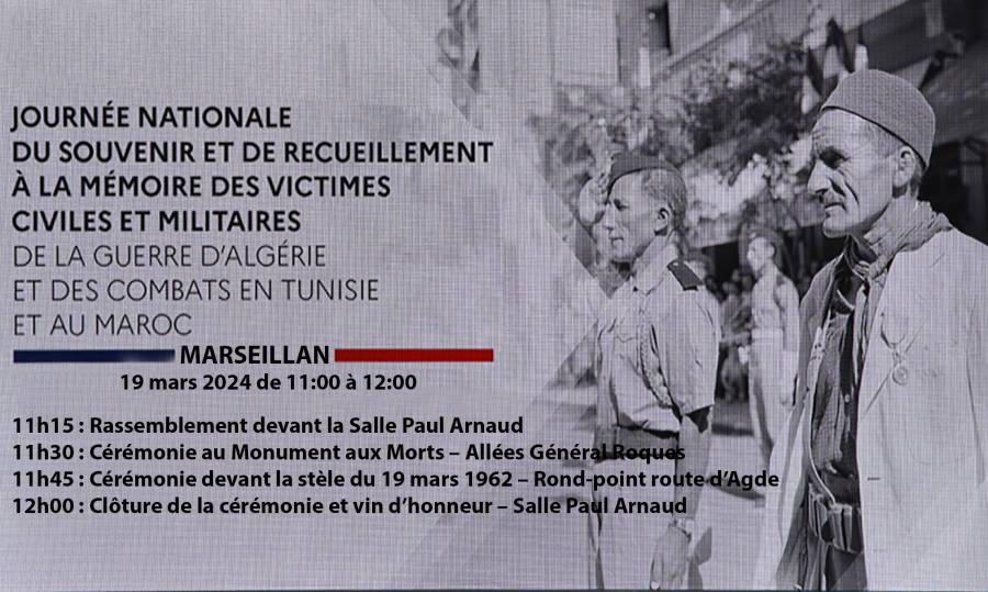 MARSEILLAN - Journée nationale du souvenir et de recueillement mardi 19 mars 2024